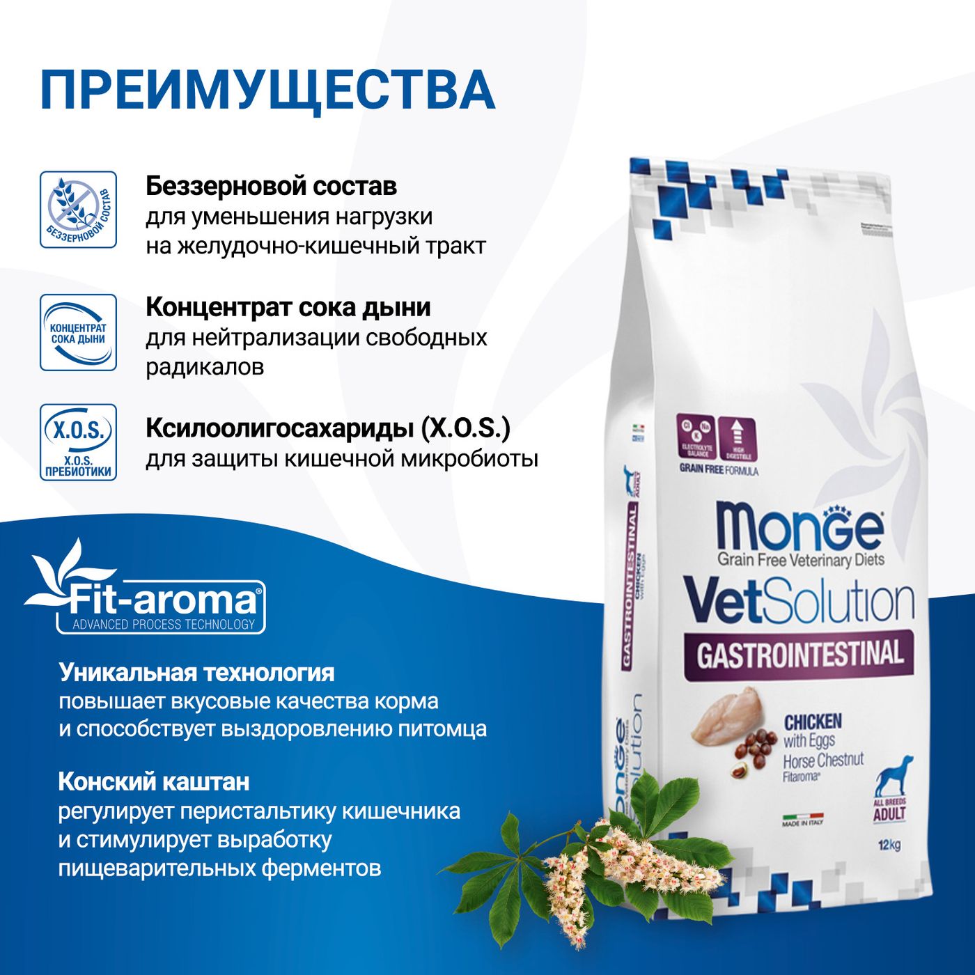 Диетический корм Monge VetSolution Dog Gastrointestinal Гастроинтестинал для собак при заболеваниях ЖКТ 12 кг — фото 5