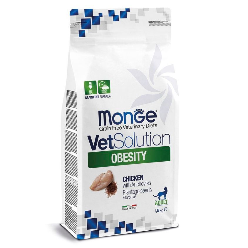 Диетический корм Monge VetSolution Cat Obesity Обесити для кошек при избыточном весе 1,5 кг — фото 3