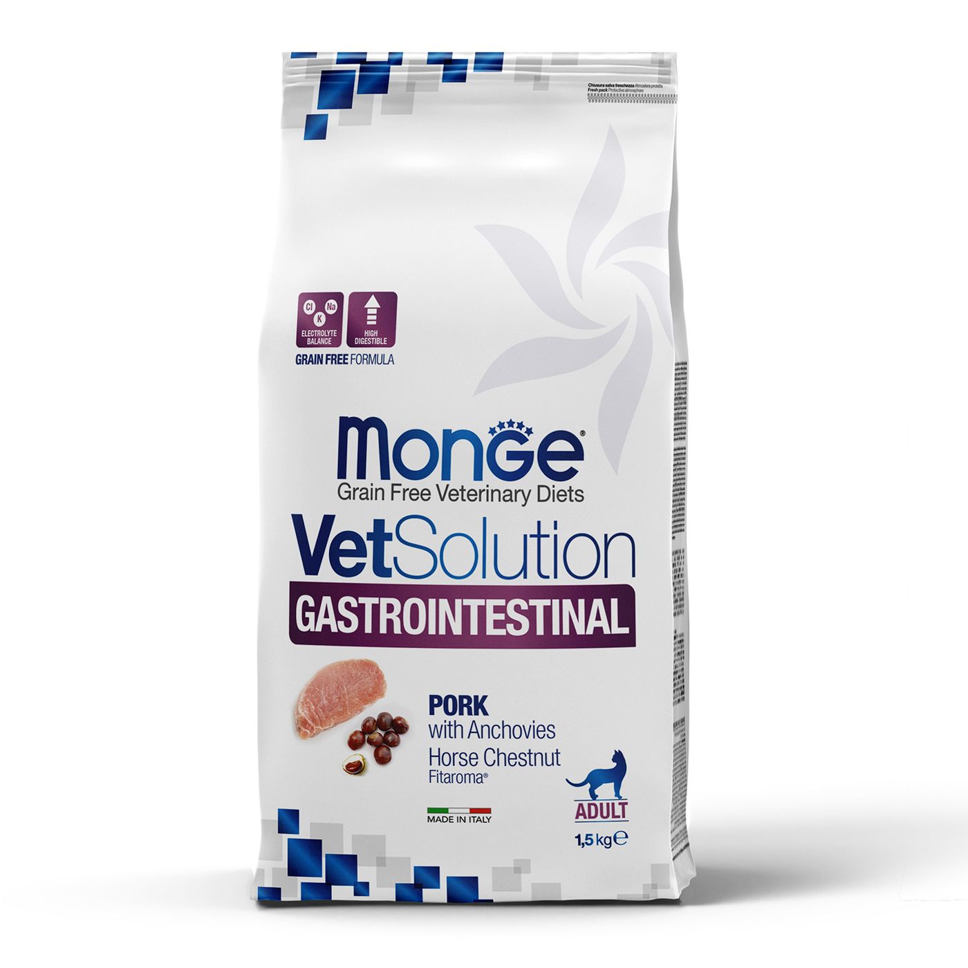 Диетический корм Monge VetSolution Cat Gastrointestinal гастро интестинал для кошек при заболеваниях ЖКТ 1,5 кг — фото 2
