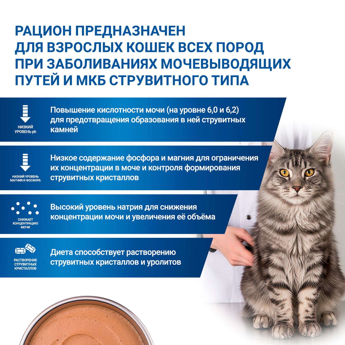 Диетический корм Monge VetSolution Cat Urinary Struvite Уринари Струвит для кошек при заболеваниях мочеполовой системы и струвитном течении МКБ 100г — фото 7