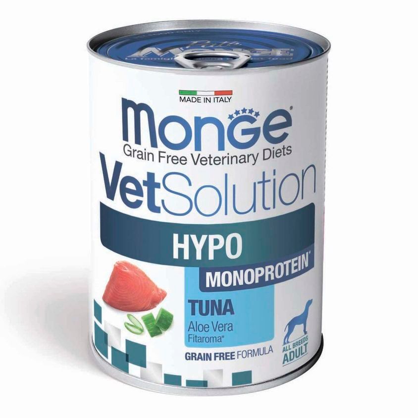 Диетический корм Monge VetSolution Dog Hypo Monoprotein TUNA Гипо монопротеин с тунцом для собак для снижения реакции пищевой непереносимости 400 г — фото 3