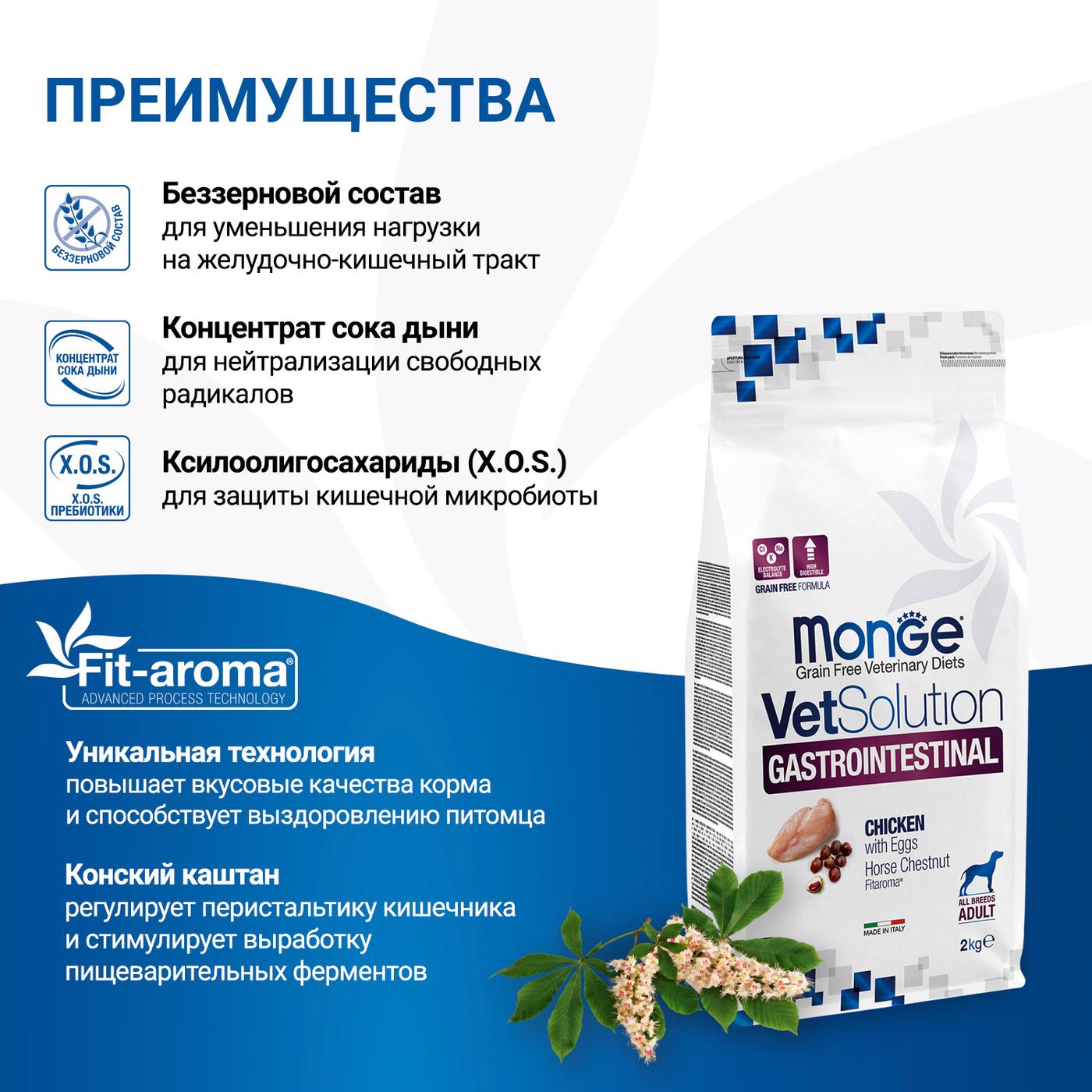 Диетический корм Monge VetSolution Dog Gastrointestinal Гастроинтестинал для собак при заболеваниях ЖКТ 2 кг — фото 5