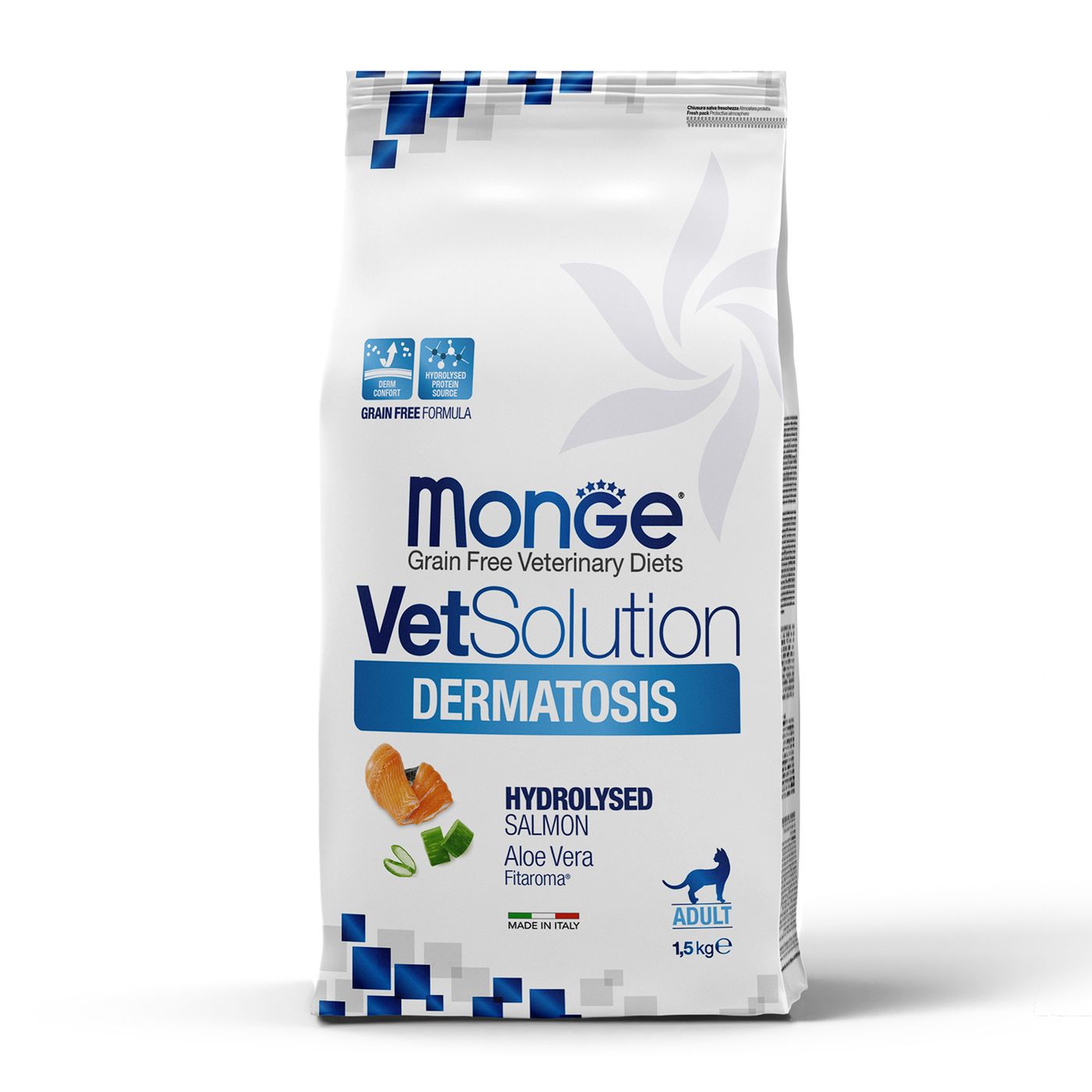 Диетический корм Monge VetSolution Cat Dermatosis Дерматозис для кошек при заболеваниях кожи 1,5 кг — фото 3
