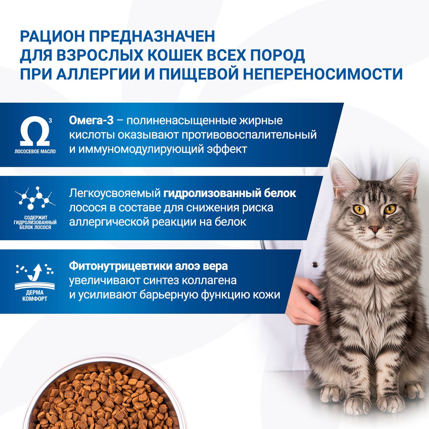 Диетический корм Monge VetSolution Cat Dermatosis Дерматозис для кошек при заболеваниях кожи 400 г — фото 6