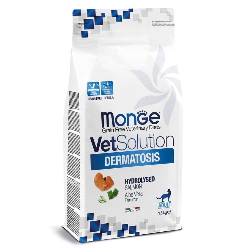 Диетический корм Monge VetSolution Cat Dermatosis Дерматозис для кошек при заболеваниях кожи 1,5 кг — фото 4