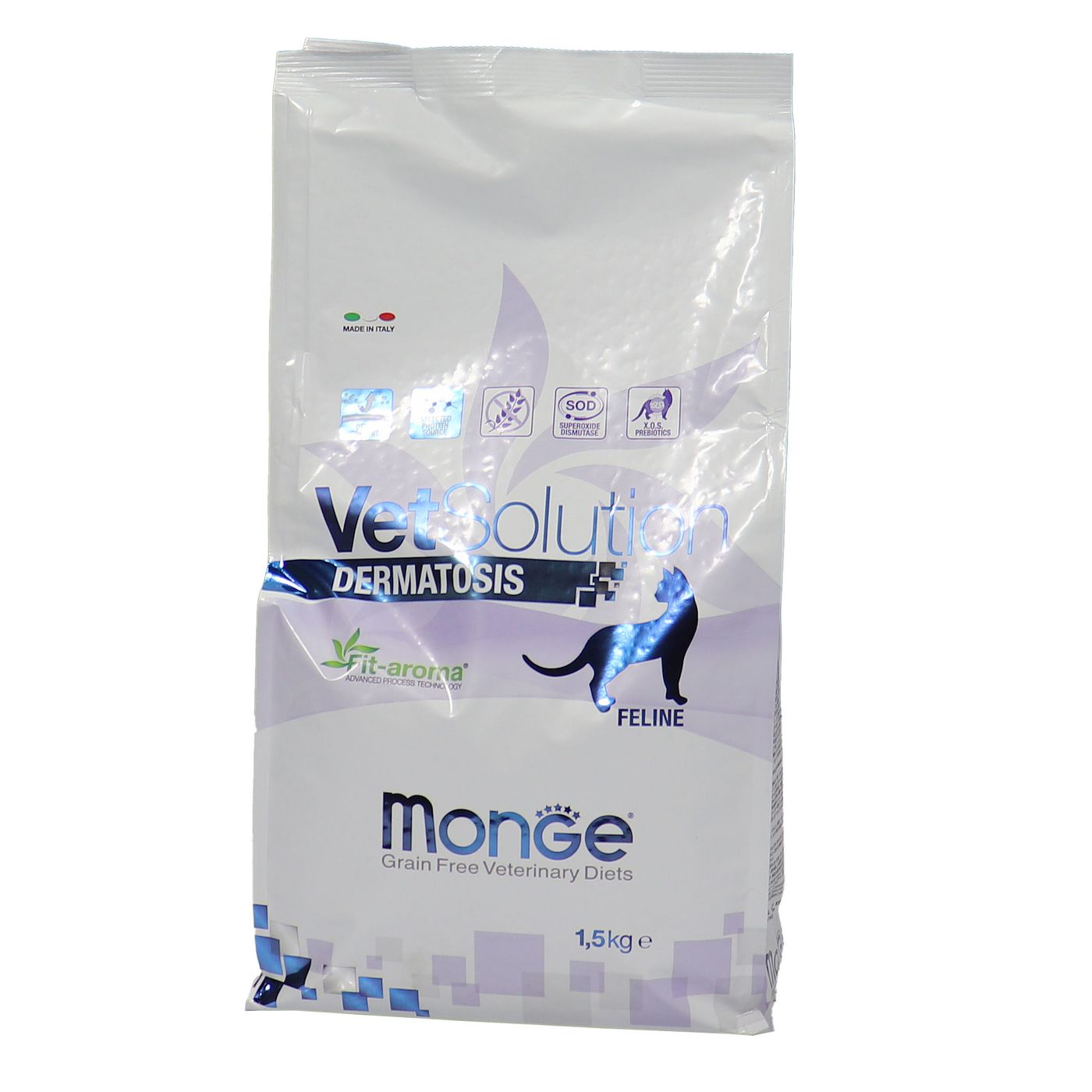 Диетический корм Monge VetSolution Cat Dermatosis Дерматозис для кошек при заболеваниях кожи 1,5 кг — фото 2