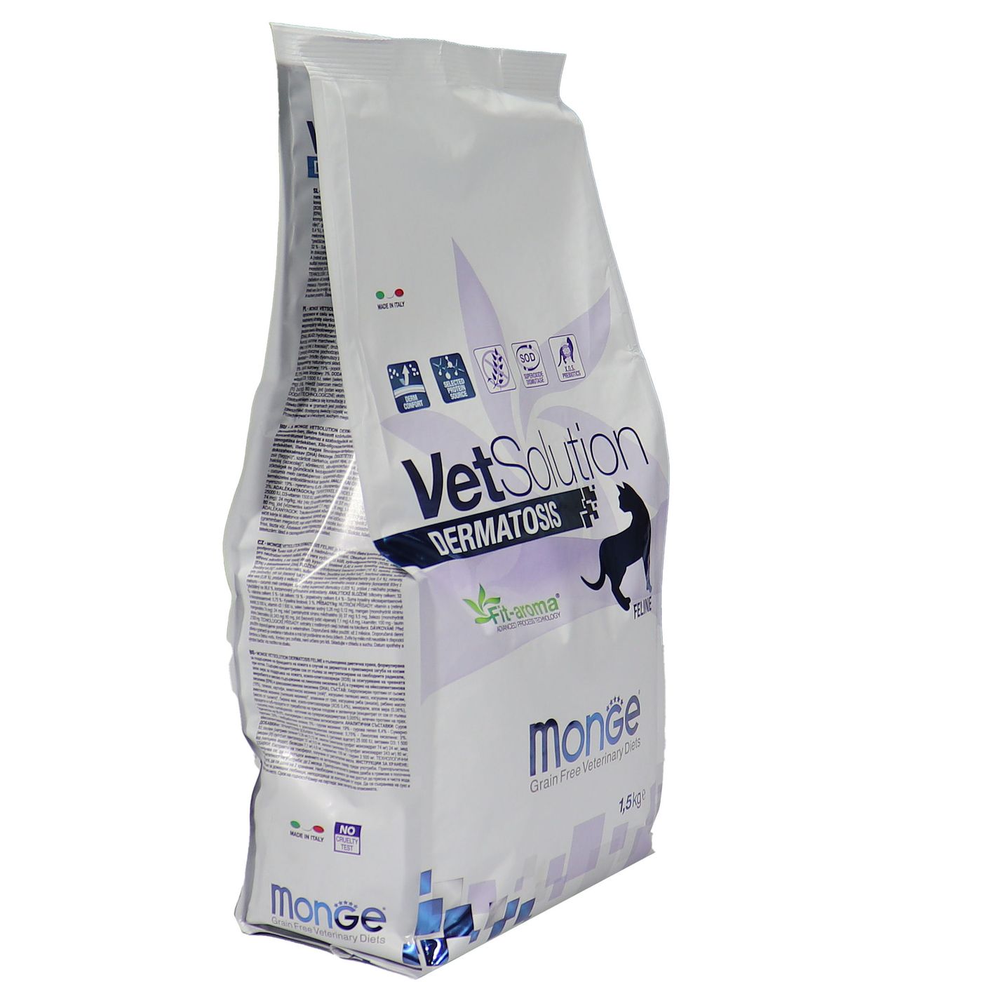 Диетический корм Monge VetSolution Cat Dermatosis Дерматозис для кошек при заболеваниях кожи 1,5 кг — фото 35