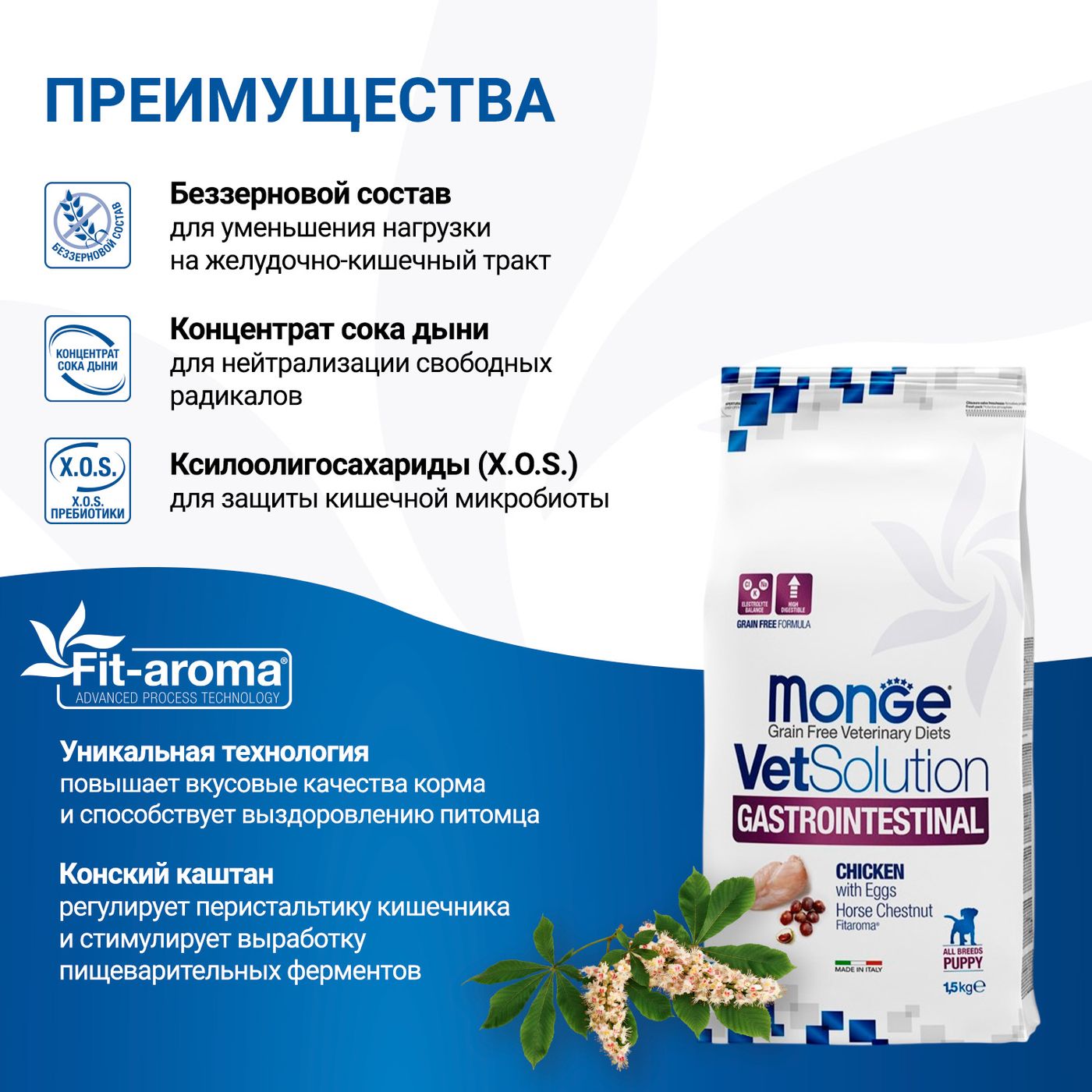 Диетический корм Monge VetSolution Dog Gastrointestinal Гастроинтестинал для щенков 1,5 кг — фото 5