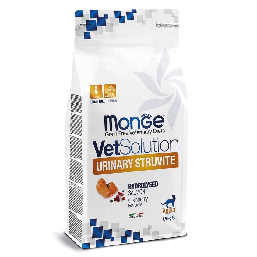 Диетический корм Monge VetSolution Cat Urinary Struvite Уринари Струвит при заболеваниях мочеполовой системы и струвитном течении МКБ 1,5 кг — фото 3