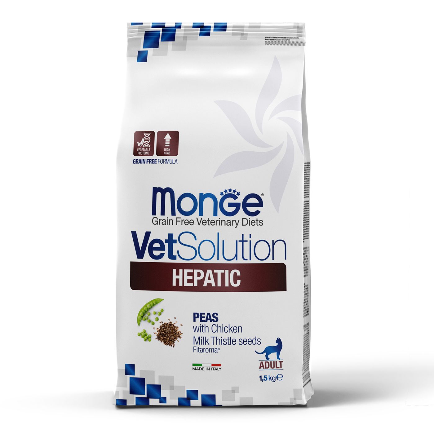 Диетический корм Monge VetSolution Cat Hepatic Гепатик для кошек при заболеваниях печени 1,5 кг — фото 2