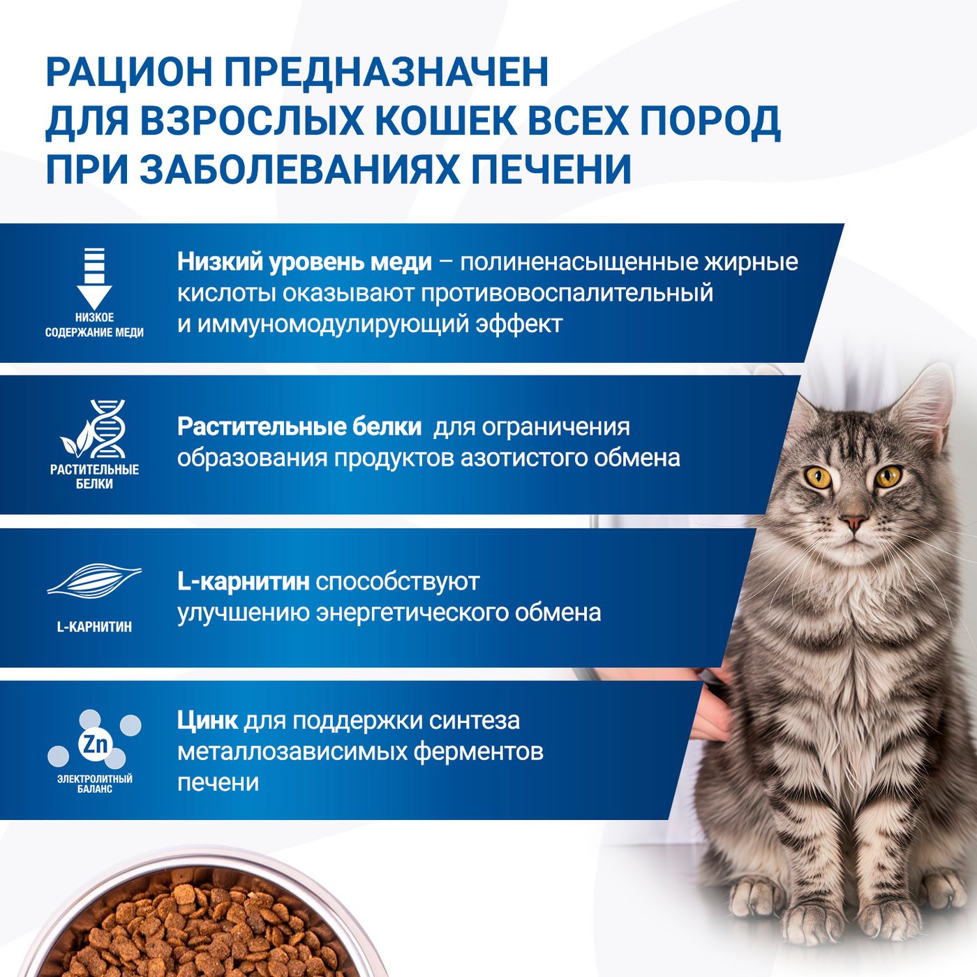 Диетический корм Monge VetSolution Cat Hepatic Гепатик для кошек при заболеваниях печени 1,5 кг — фото 7