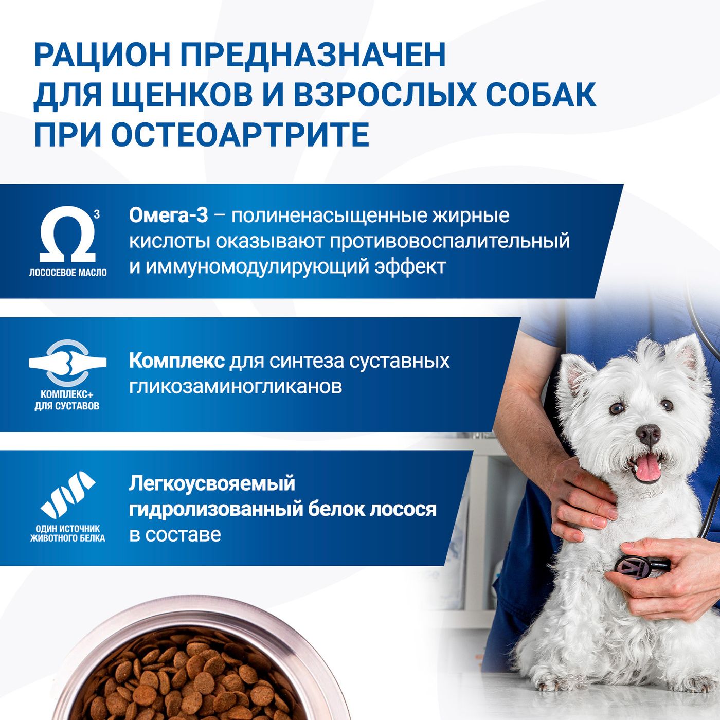 Диетический корм Monge VetSolution Dog Joint Mobility Джоинт Мобилити для собак и щенков при заболеваниях суставов 2 кг — фото 6