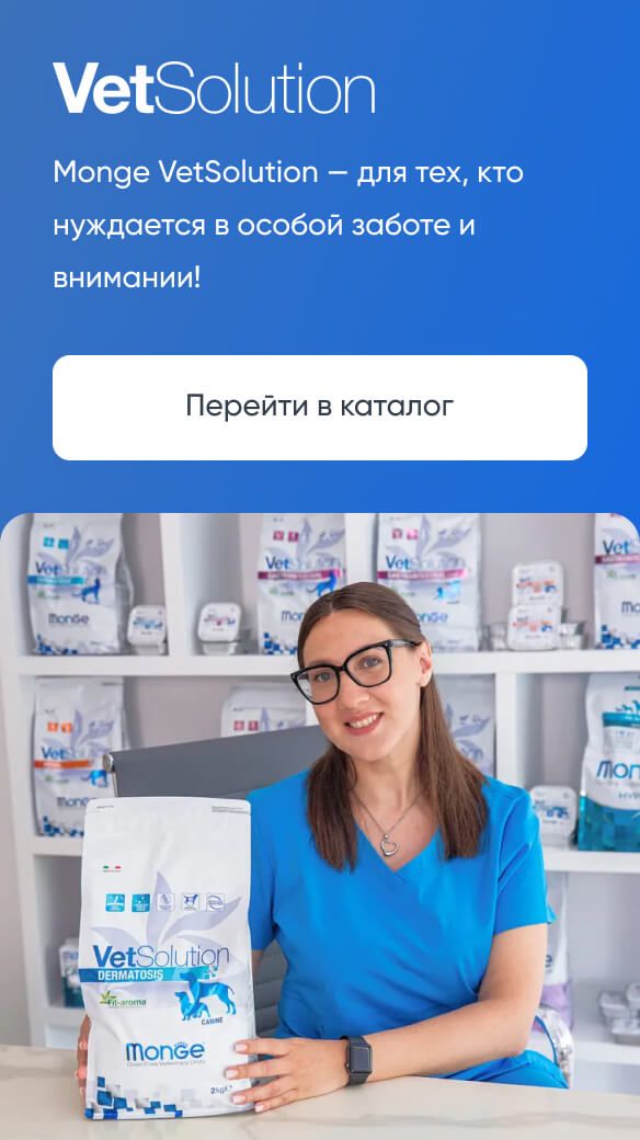 Ветеринарный врач с диетой Monge VetSolution Dermatosis
